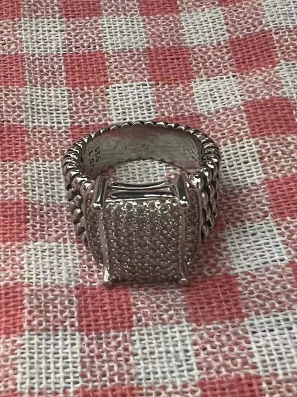 David Yurman Sterling Silver 925 Wheaton Pave Diamonds Ring - Picture 2 of 6